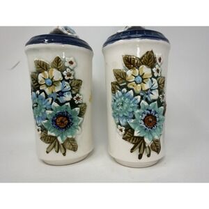 Vintage Tilso Ceramic Salt And Pepper Shakers  Floral Flower Large